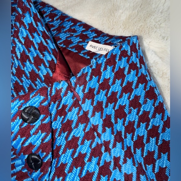 Avec Les Filles Blue and Burgundy Houndstooth Skort size 2 - Picture 3 of 9